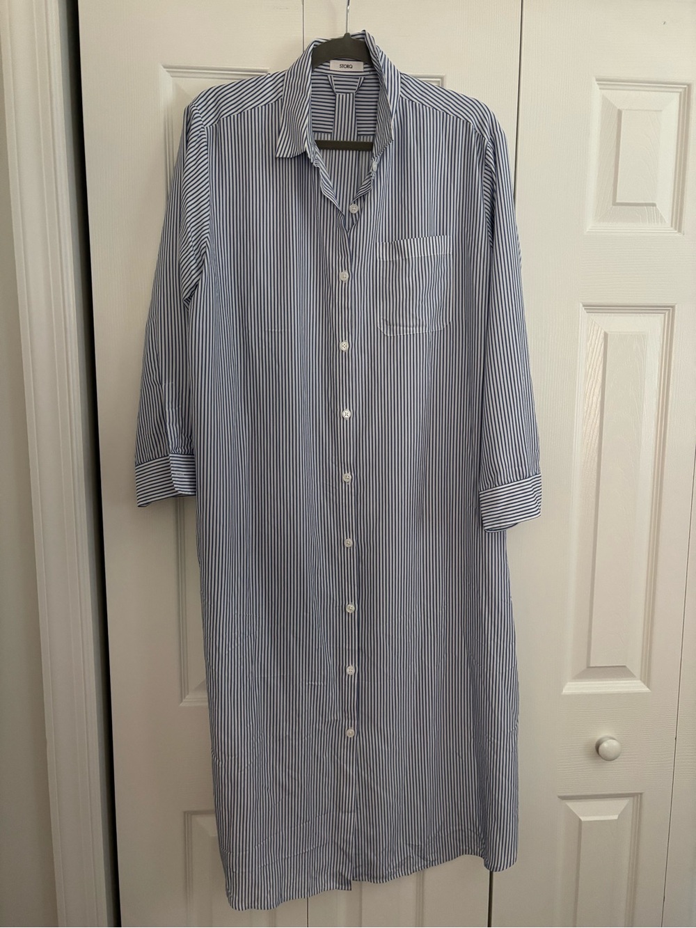 Storq Blue Stripe Midi Shirt Dress